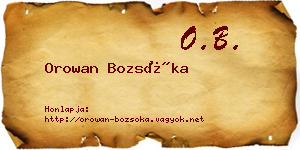 Orowan Bozsóka névjegykártya